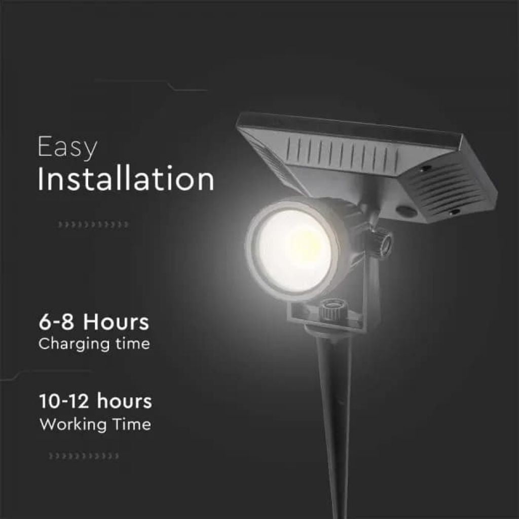 V-TAC Faretto LED da Giardino con Picchetto Colore Nero Con Pannello Solare 2W 4000K IP65 V-TAC Faretto LED da Giardino con Picchetto Colore Nero Con Pannello Solare 2W 4000K IP65
